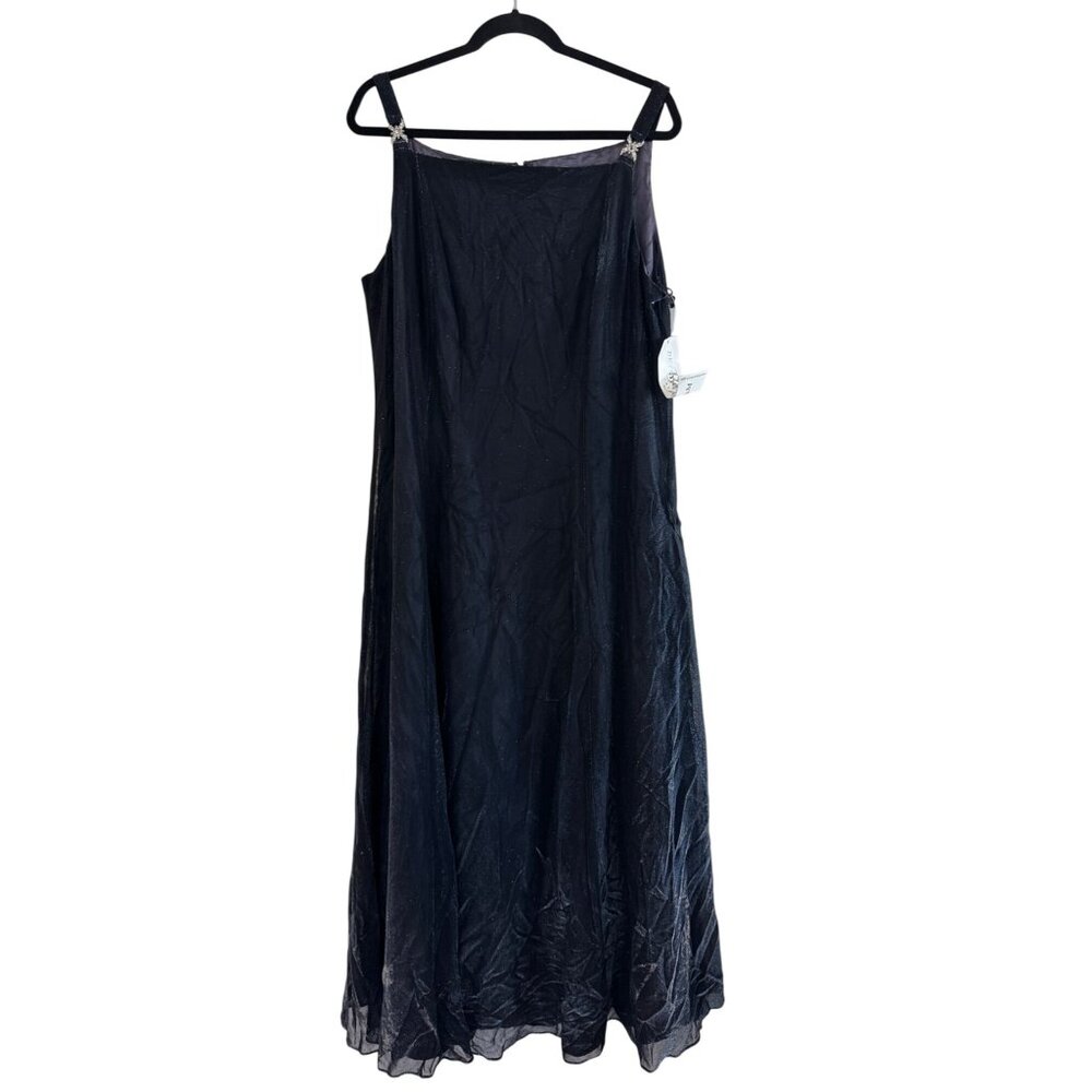 90s vintage Betsy & Adam By Jaslene Womens Formal Navy Blue Metallic Gown Size M
